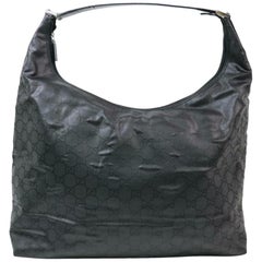 Vintage Gucci Huge Extra Large Signature Jumbo Hobo 870240 Black Nylon Shoulder Bag