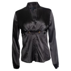 Gucci, camicetta di seta marrone scuro Hysteria