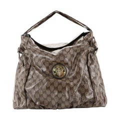 Gucci Hysteria Fold Over Hobo GG Coated Canvas Medium