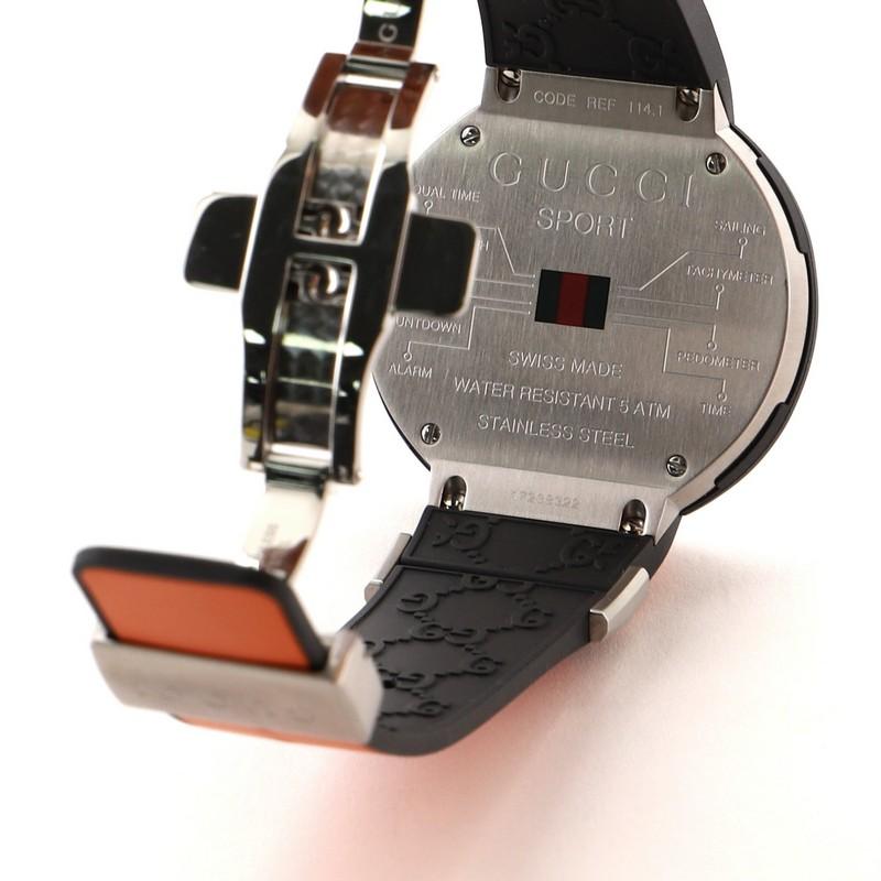 Gucci I-Gucci Sport Digital Quartz Watch Stainless Steel and Rubber 49 In Good Condition In New York, NY