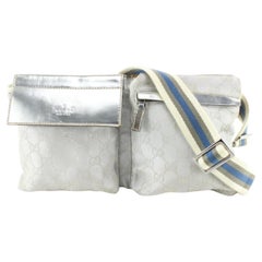Gucci Ice Blue x Silver Monogram GG Belt Bag 49g628s