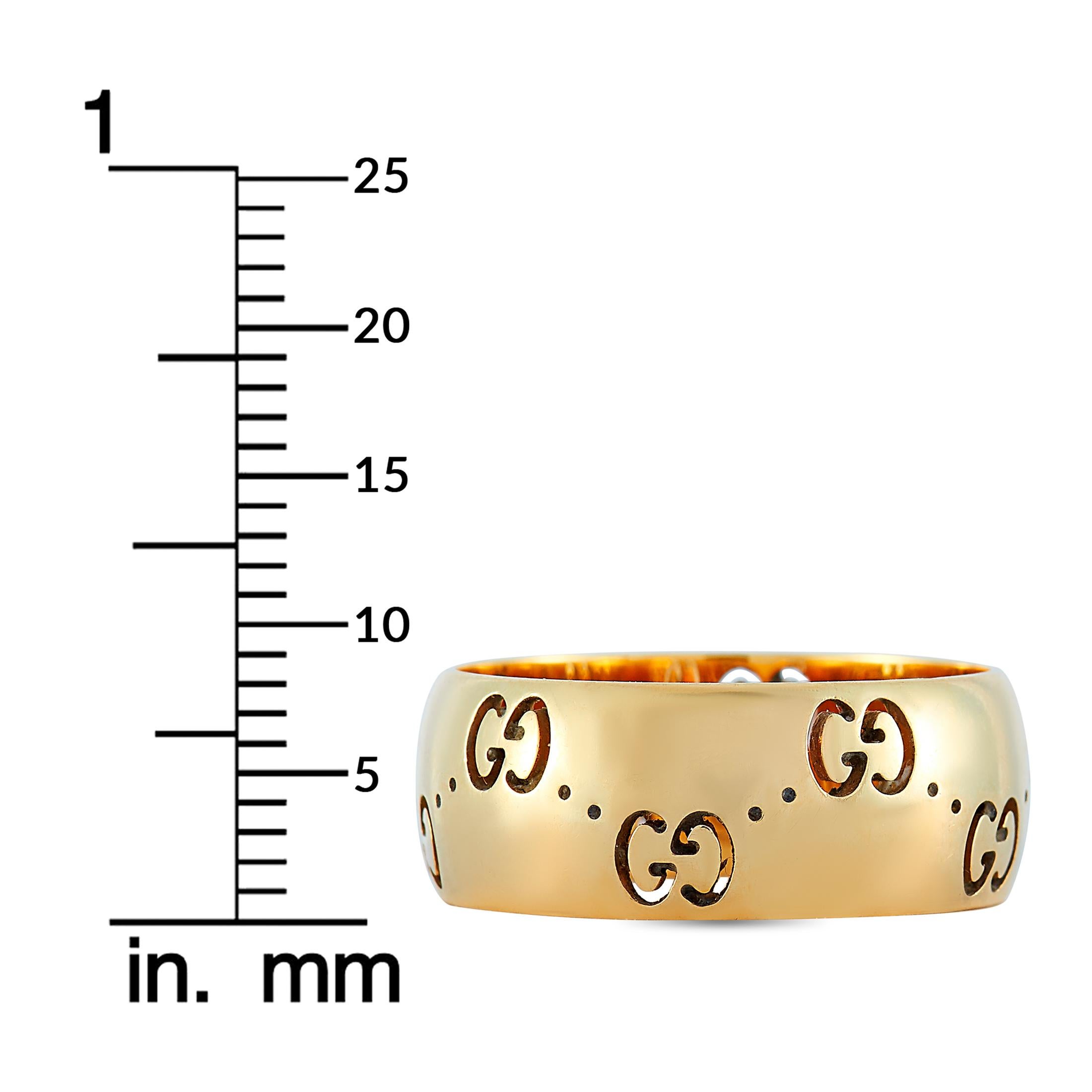 Women's or Men's Gucci Icon 18 Karat Yellow Gold Bold Ring