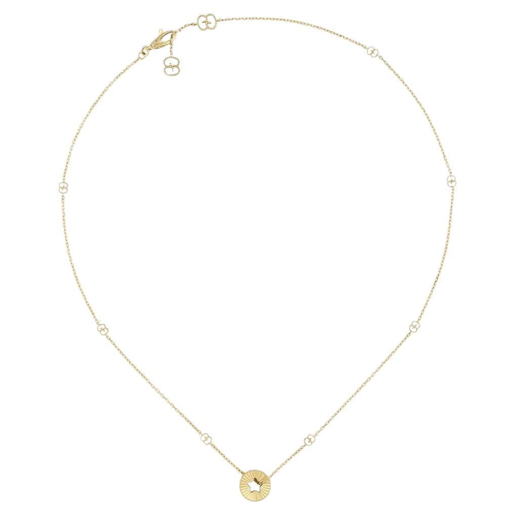 Gucci Icon 18 Carat Yellow Gold Open Heart Chain Necklace YBB729363001 For Sale