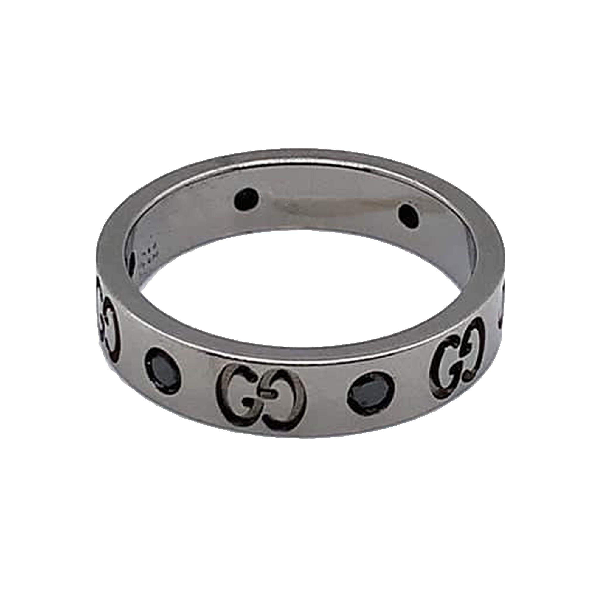 Gucci Icon 18k Blackened White Gold Diamond Ring In New Condition For Sale In Feasterville, PA