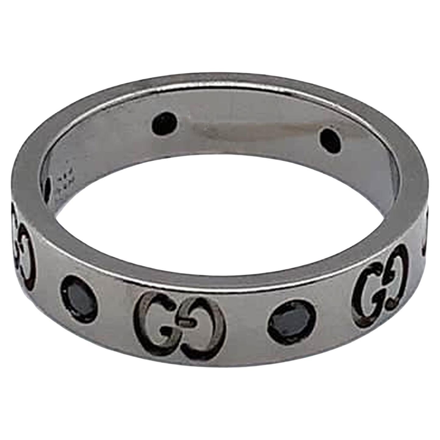 Gucci Icon 18k Blackened White Gold Diamond Ring