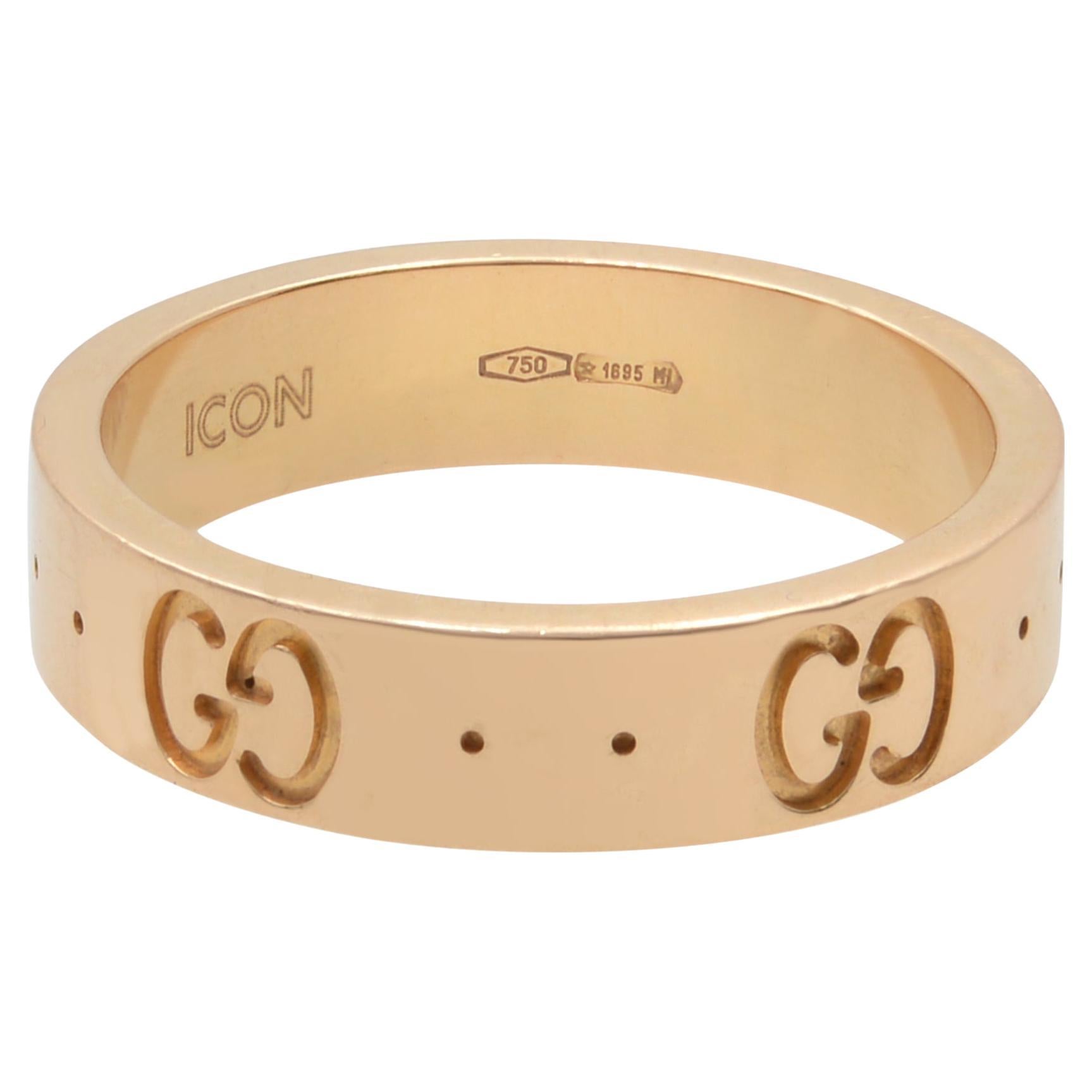 Gucci 18 Karat Rose Gold Icon Thin Band Ring at 1stDibs