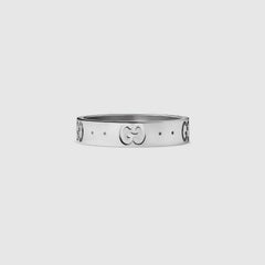 Gucci Icon Bague à anneau fin en or blanc 18 carats YBC073230002