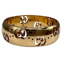 Gucci Icon 18K Yellow Gold GG Wide Ring 6mm Size 6.75