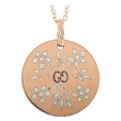 Gucci Icon Blooms 18 Karat Rose Gold and White Enamel Necklace