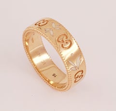 Gucci Icon Blooms 18k Pink/Rose Gold White Enamel Ring Size 7.5