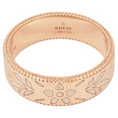 Gucci Icon Blooms Anillo Oro Rosa/Rosa 18k Esmalte Blanco Talla 7.5