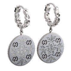 Gucci - Boucles d'oreilles Icon Blooms en or blanc 18 carats et émail