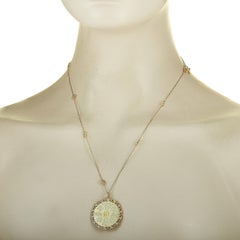 Gucci - Collier Icon Blooms en or jaune 18 carats et émail blanc mystique