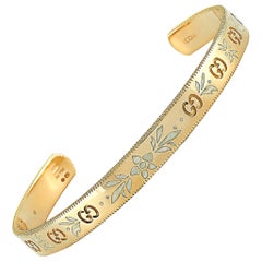 Gucci Icon Blossom 18 Karat Yellow Gold and White Enamel Bracelet