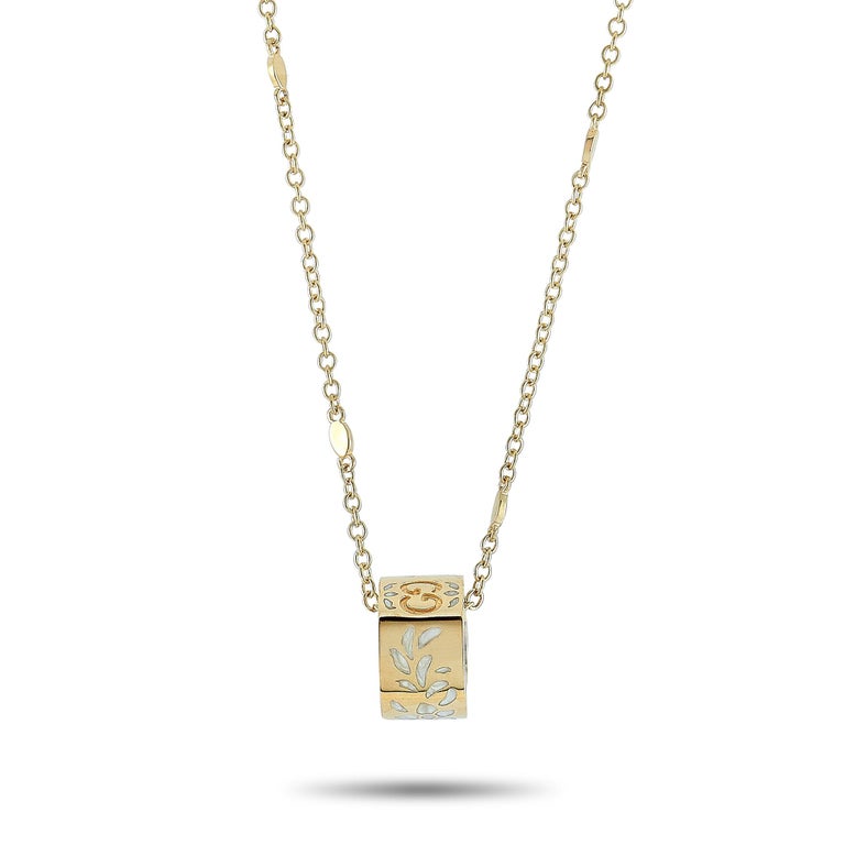 Gucci Icon Blooms 18K Yellow Gold And Enamel Pendant Necklace  YBB47935900100U
