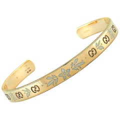 Gucci Icon Blossom Yellow Gold and White Enamel Bracelet