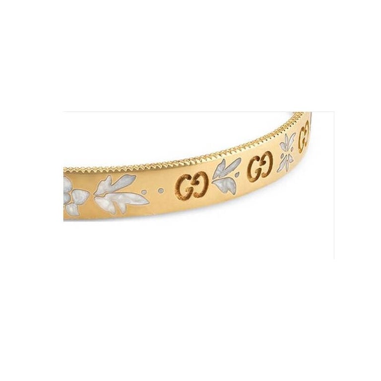 Gucci Icon Blossom Yellow Gold Cuff Bangle YBA434528001017 For Sale at