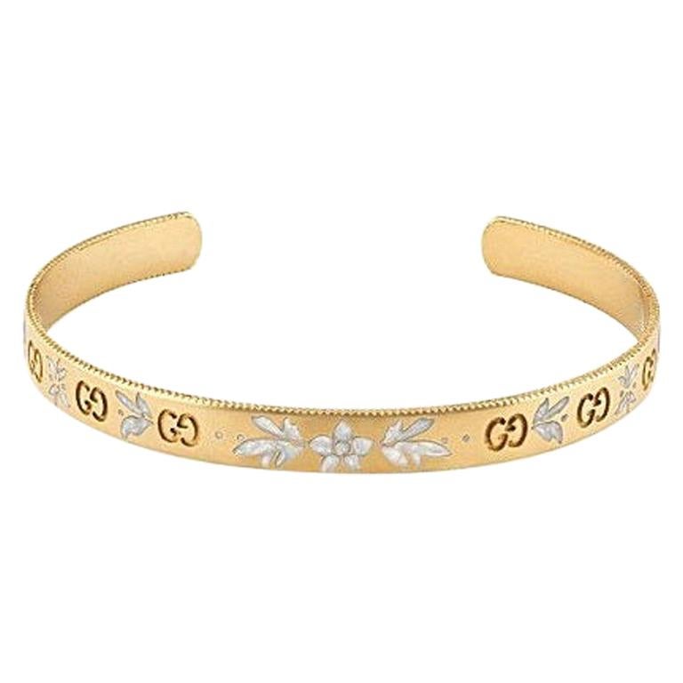 Gucci Icon Blossom Yellow Gold Cuff Bangle YBA434528001017 For Sale at