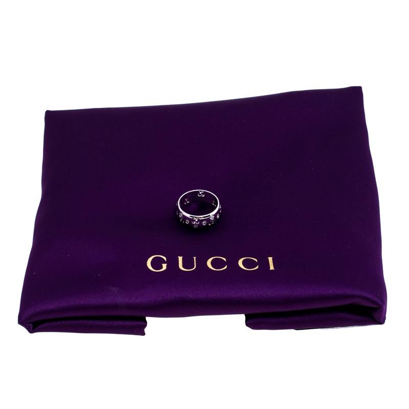 Gucci Icon Bold Diamond 18K White Gold Band Ring Size 50 2