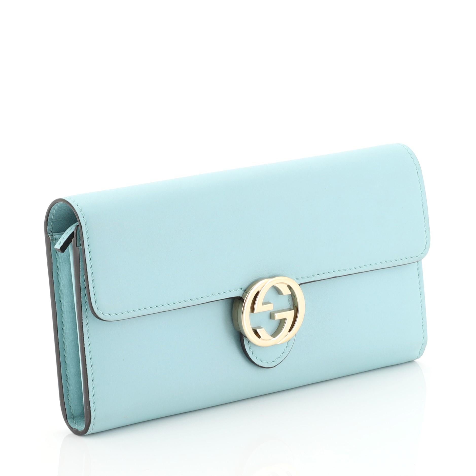 Blue Gucci Icon Continental Wallet Leather