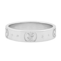 Gucci Icon GG Thin Band Ring 18K White Gold