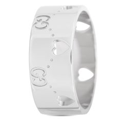 Gucci Icon Heart 18K White Gold Wide Band Ring