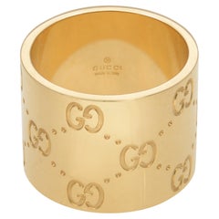 Gucci Icon Logo Wide Ladies Ring 18k Yellow Gold