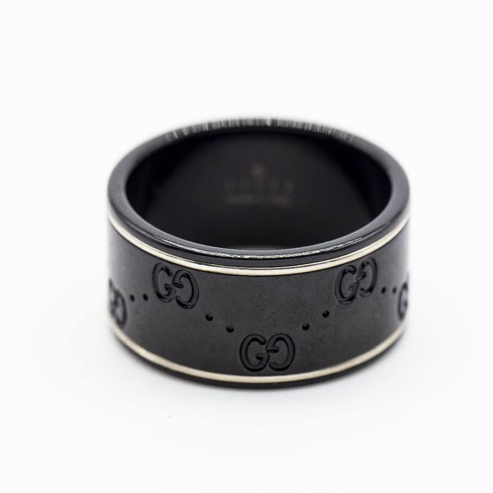 GUCCI ICON Men's Ring in White Gold and Black Ceramic 1