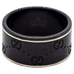 GUCCI ICON Men's Ring in White Gold and Black Ceramic