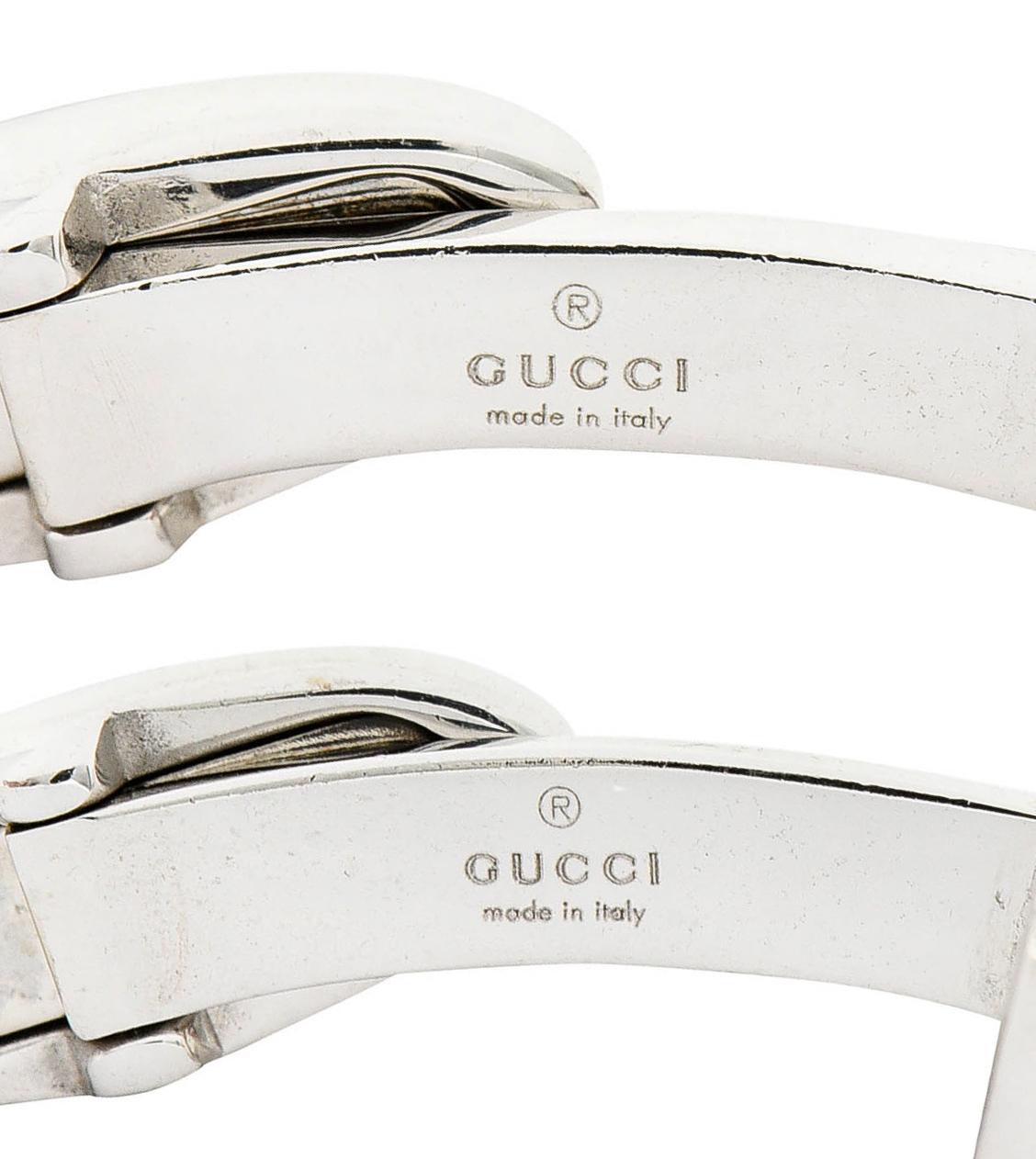 Women's or Men's Gucci Icon Onyx 18 Karat White Gold Men's Cufflinks