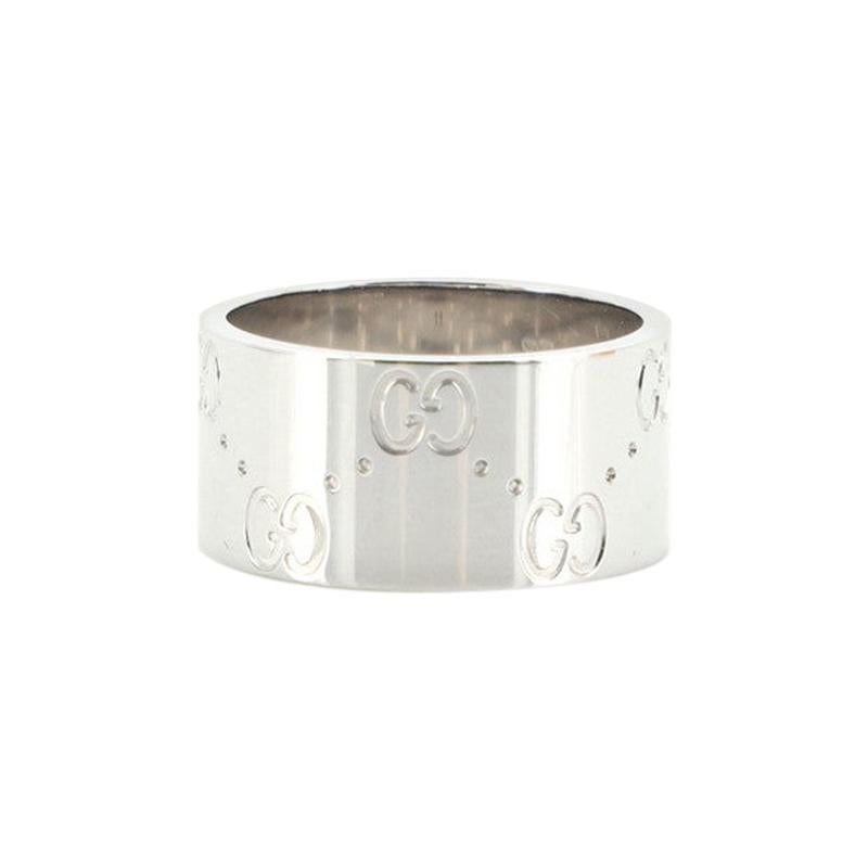 gucci icon 18ct white gold logo band ring