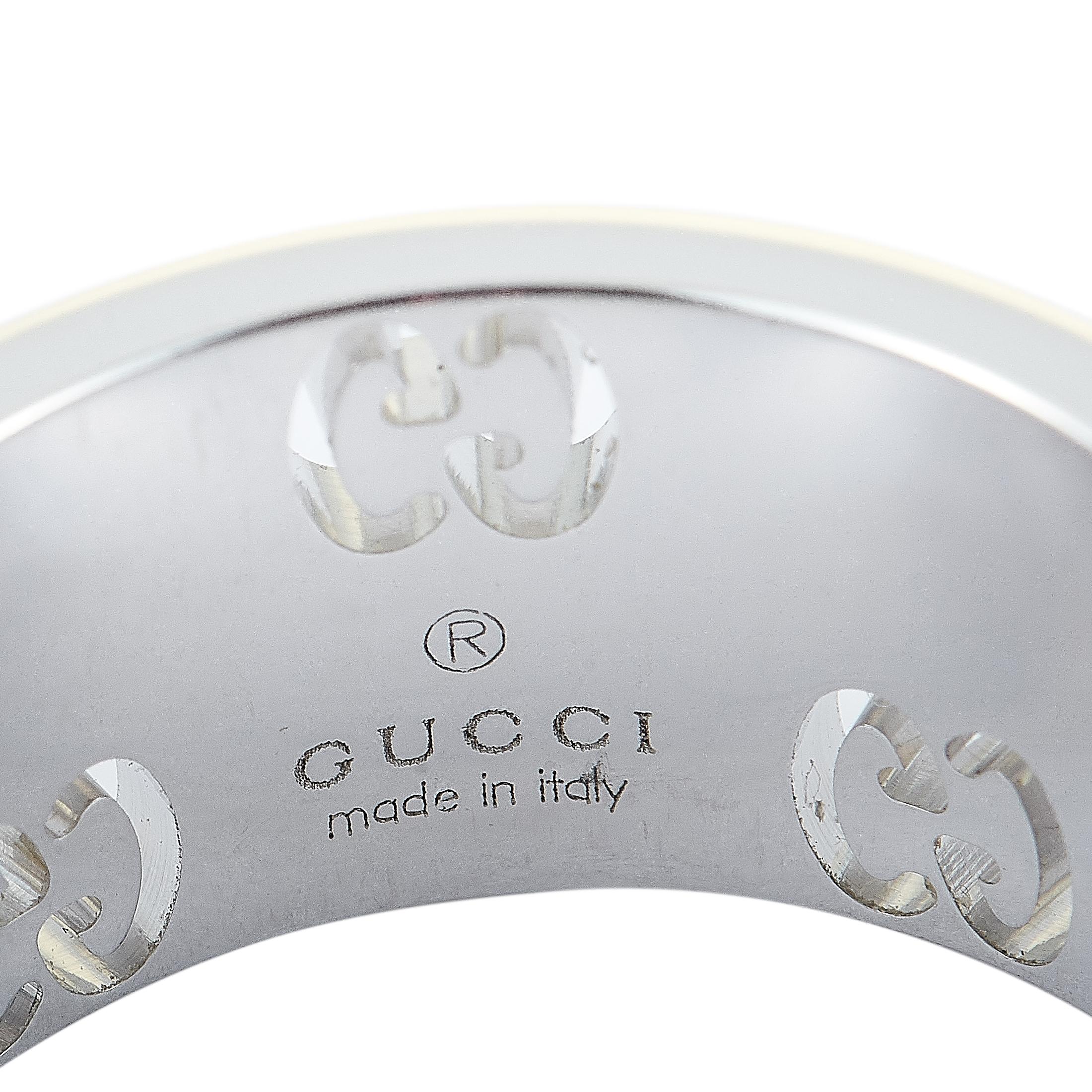 Gucci Icon Stardust 18 Karat White Gold Diamond Band Ring In New Condition In Southampton, PA