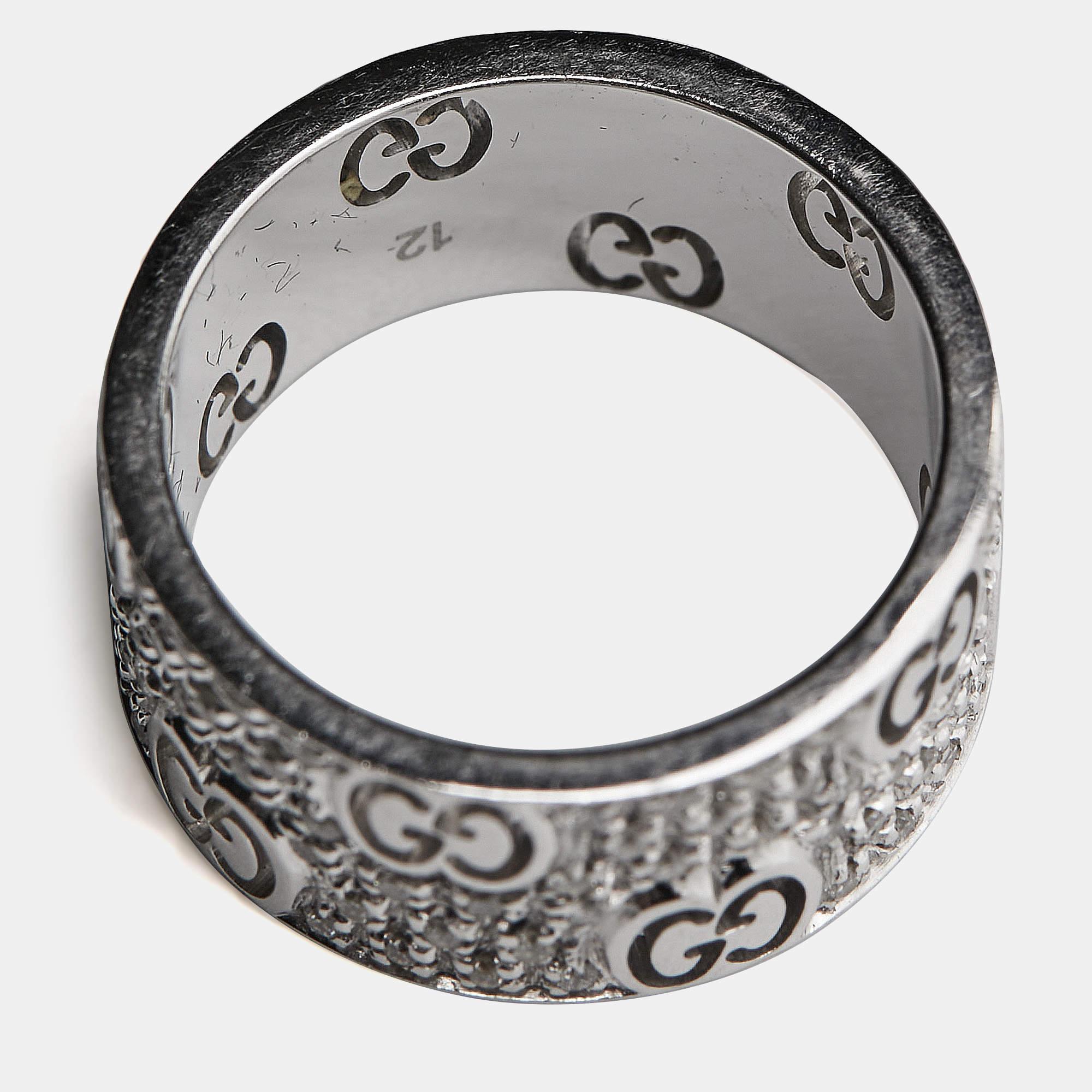 Gucci Icon Stardust Diamond Bague en or blanc 18 carats Taille 52 Pour femmes en vente