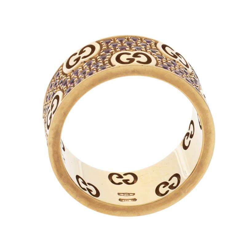 Gucci is known for bringing out designs that celebrate creativity with high style. Therefore, this Icon ring is a true symbol of the spirit of Gucci. The ring is crafted of 18k rose gold in Italy and exquisitely designed with the signature GG logo