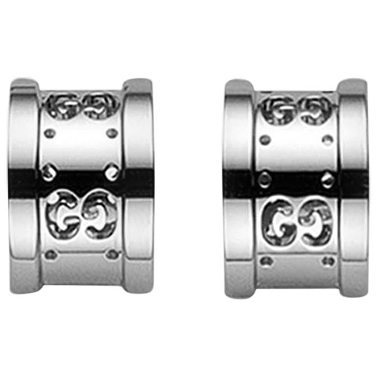Gucci Icon Stud Earrings with Interlocking G in 18 Karat White Gold YBD223729003