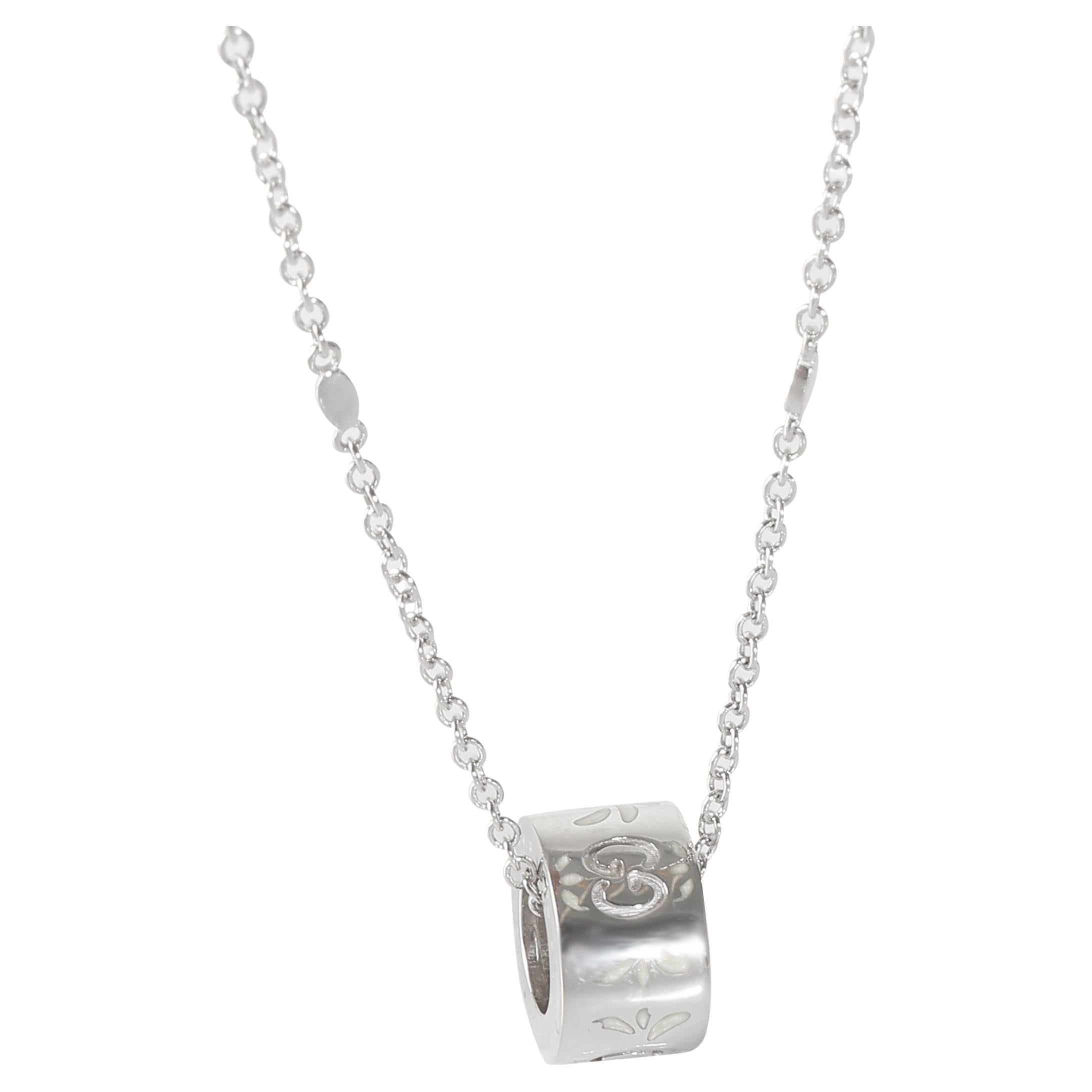 Gucci Icon Collana con fiori di smalto bianco in oro bianco 18 carati