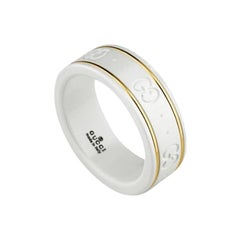 Gucci Icon Yellow Gold with White Zirconia Engraved GG Ring YBC325964001014