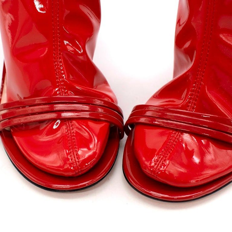 Gucci Ilse Red Patent Leather Latex Sock Sandals US
