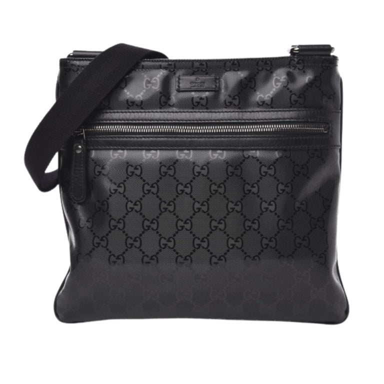 Gucci Imprime Monogram Black Small Flat Messenger Bag (295257) at 1stDibs