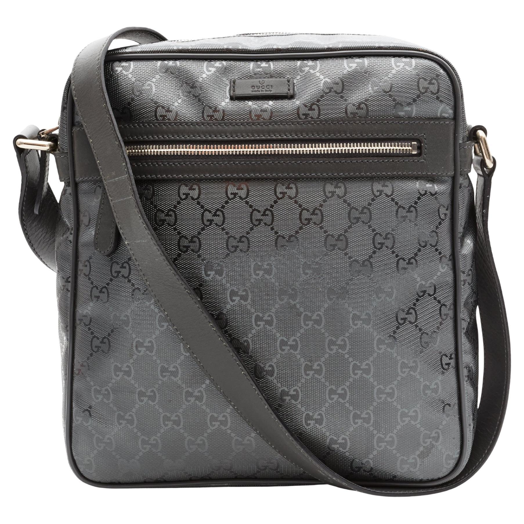 Gucci Imprime Monogram GG Medium Silver Messenger Bag (201448) For Sale at  1stDibs