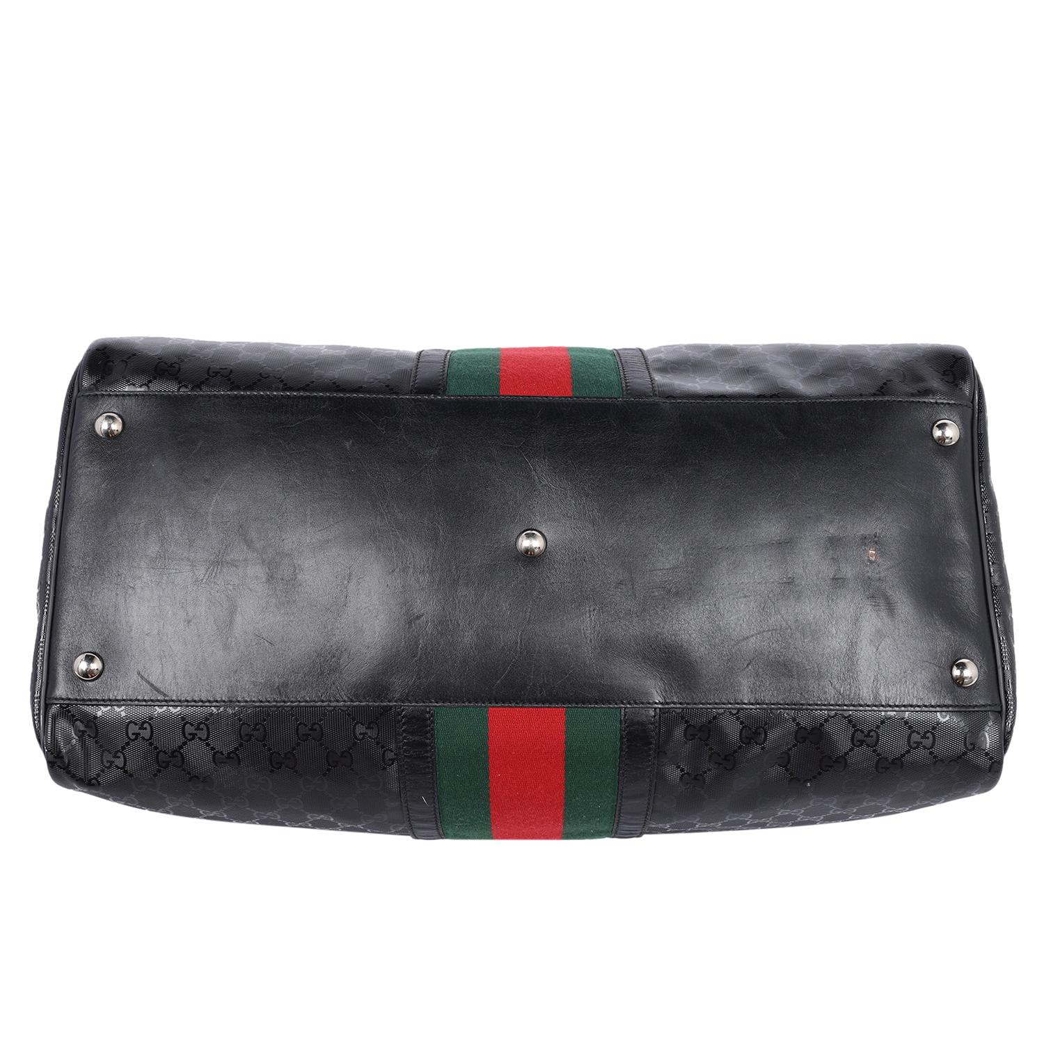 Gucci Imprime Monogram Web Carry On Duffle Bag Black 6