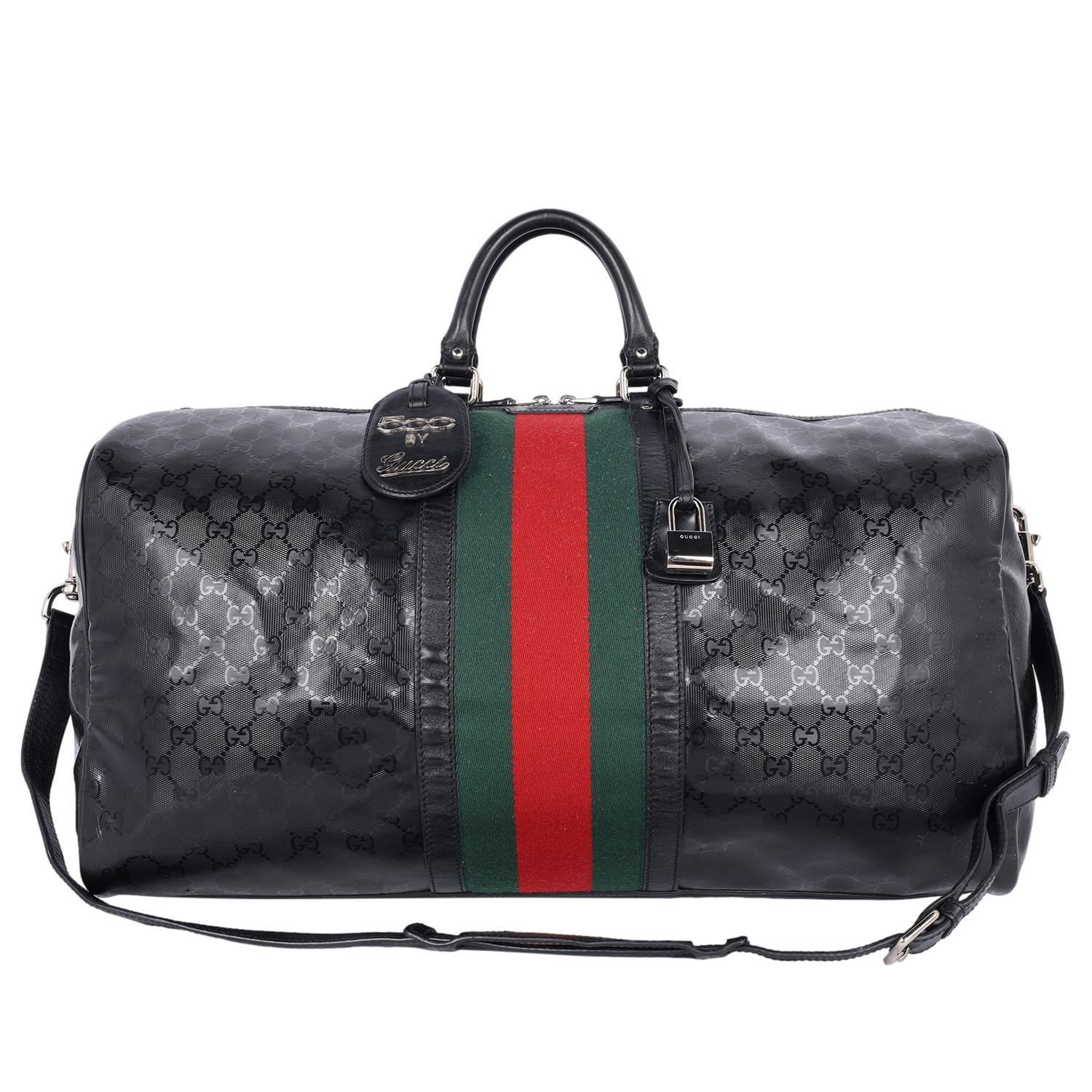 Gucci Imprime Monogram Web Carry On Duffle Bag Black 7