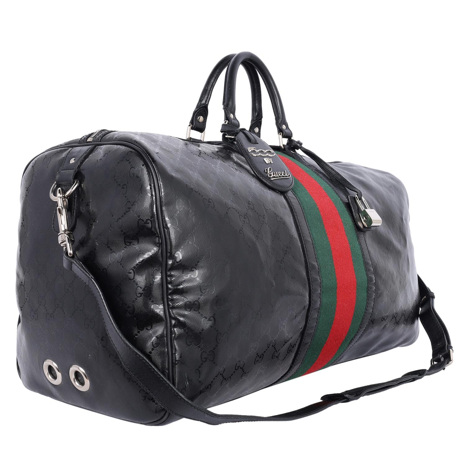 Gucci Imprime Monogram Web Carry On Duffle Bag Black In Good Condition In Salt Lake Cty, UT