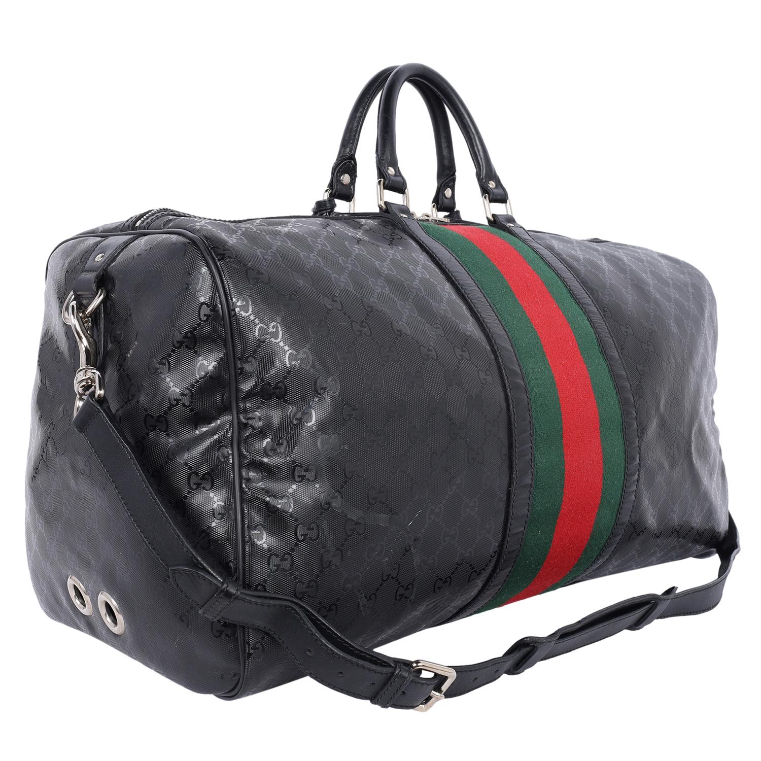 Gucci Imprime Monogram Web Carry On Duffle Bag Black 2