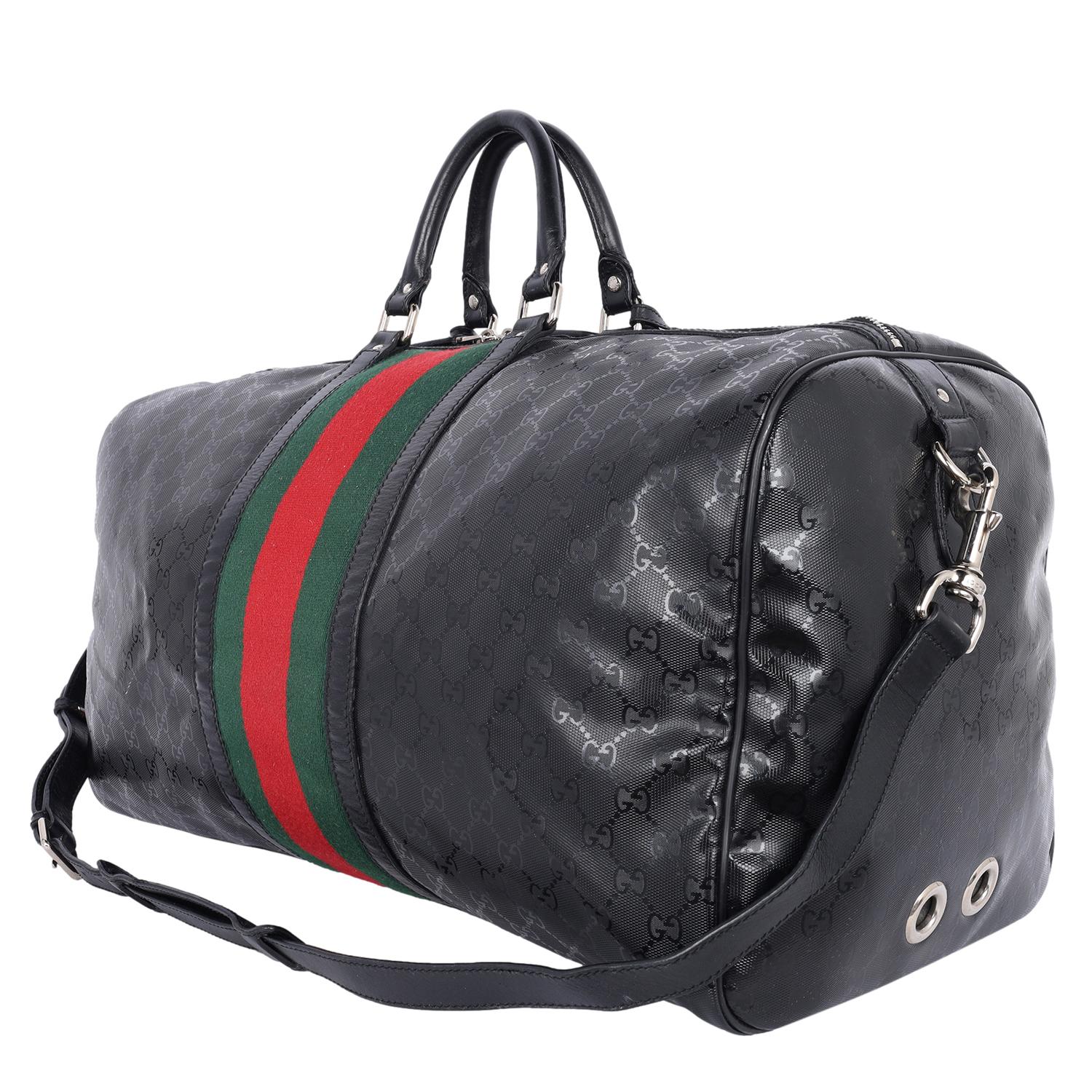 Gucci Imprime Monogram Web Carry On Duffle Bag Black 3