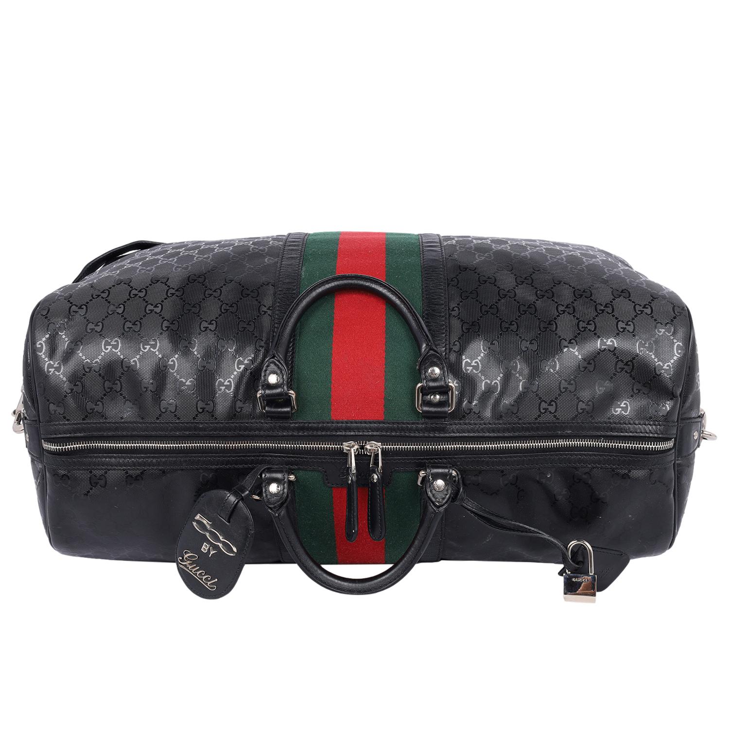 Gucci Imprime Monogram Web Carry On Duffle Bag Black 4