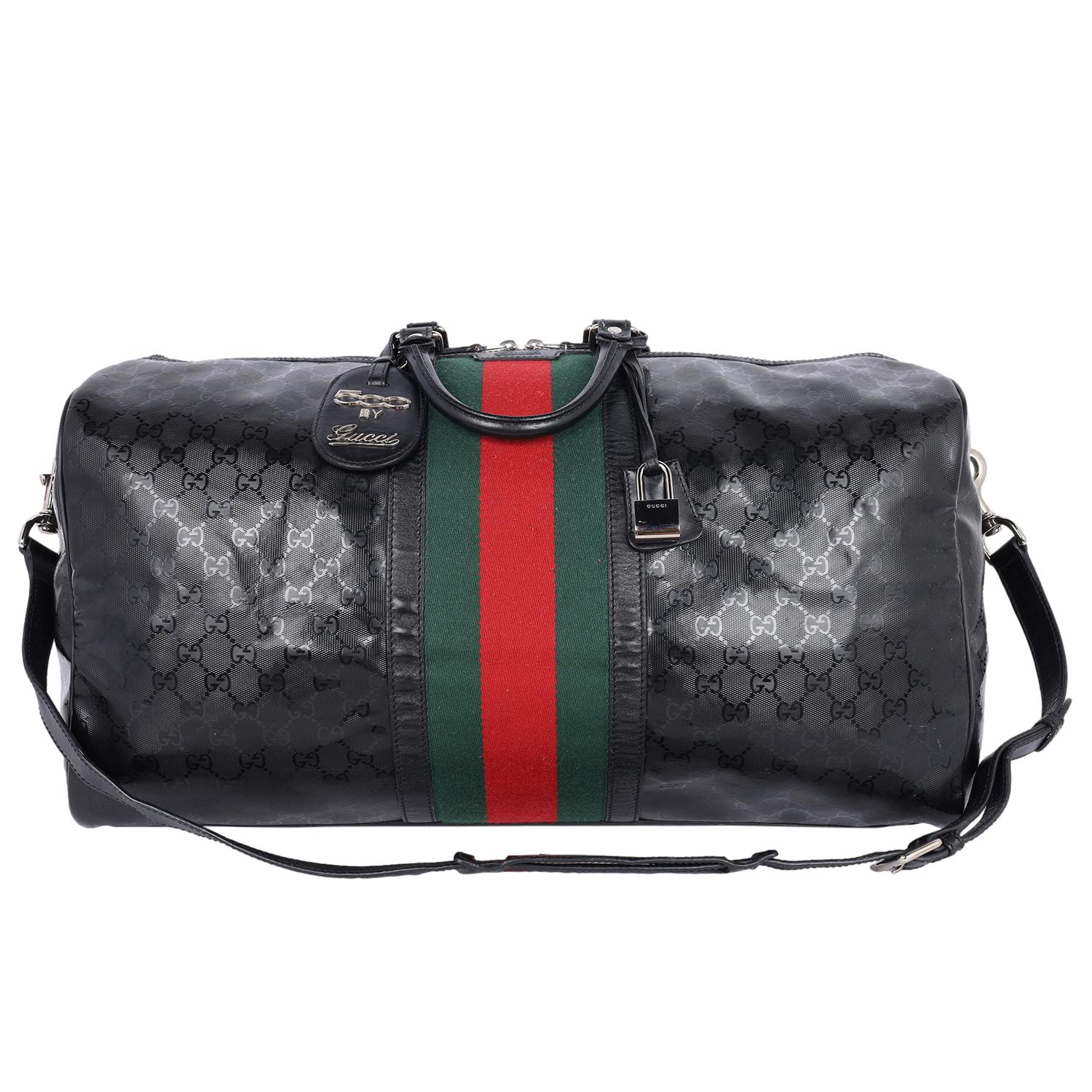Gucci Imprime Monogram Web Carry On Duffle Bag Black 5