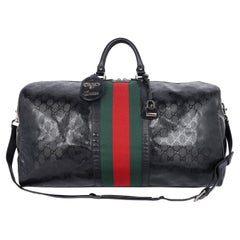 Gucci Imprime Monogram Web Carry On Duffle Bag Black