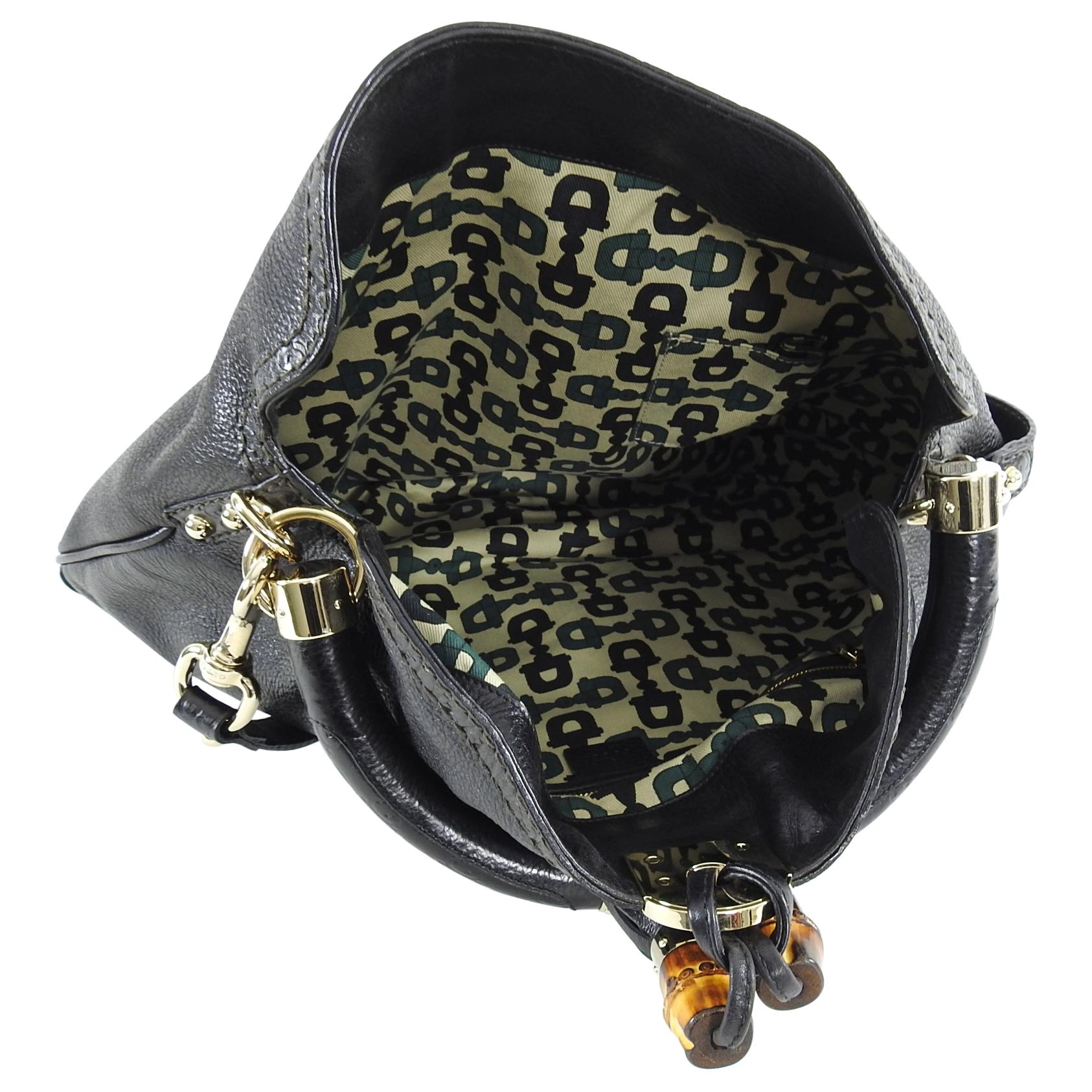 Gucci Indy Hobo Black Leather Large Tassel Bag 2