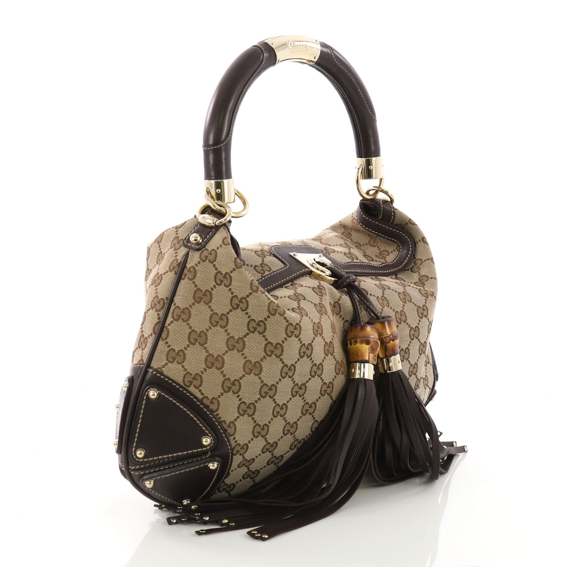Black Gucci Indy Hobo GG Canvas Medium